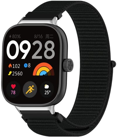 Nylon bandje - geschikt voor Xiaomi Smart Band 10 Pro, Smart Band 9 Pro, Smart Band 8 Pro, Redmi Watch 4, Redmi Watch 5 en Redmi Watch 6 - zwart