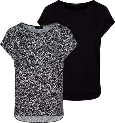 DENIMFY Dames T-Shirt DFJule 2 Pack bequem Veelkleurig S Ronde Hals Volwassenen Zomertop - Zomerblouse