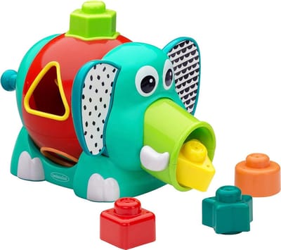 Vormensorteerder Olifant - Motoriek spel - Baby Ontwikkeling - BPA-vrij Materiaal - Large Formaat - Grijs