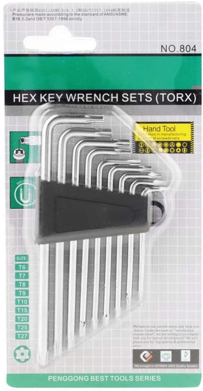 Dailygoods- Torx Sleutelset - 9 Maten T6/T7/T8/T9/T10/T15/T20/T25/T27 - Verstelbaar - Chroom-vanadium-staal - Ergonomisch Design - Duurzaam - Inbussleutel
