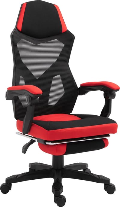 Vinsetto Ergonomische kantoorstoel gamestoel draaistoel met voetsteunen polyester zwart 921-233