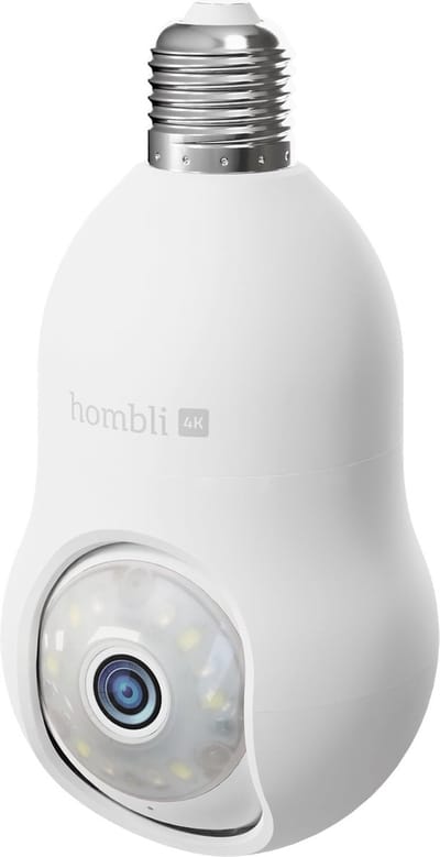 Hombli 4K Beveiligingscamera - Bewakingscamera buiten met E27 Fitting Montage - Gekleurd Nachtzicht - Volgfunctie - Wit