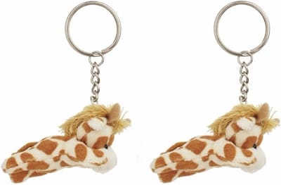 Nature Planet sleutelhanger Giraffe - 2x - 6 cm - pluche - knuffel sleutelhangers
