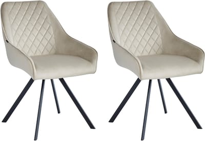 Colenis® - Elias Eetkamerstoel - Set Van 2 - Beige - Velvet - 180° draaibaar