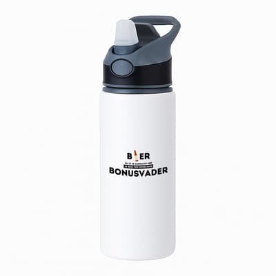 Hacebo® - bier, nu ik je aandacht heb je bent een geweldige bonusvader waterfles met rietje zwart - de beste bonusvader - vader cadeautjes - vaderdag - verjaardagscadeau - verjaardag - cadeau - geschenk - kado - gift - water fles - 650ML