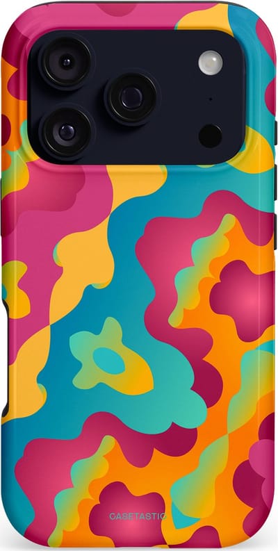 Casetastic hoesje geschikt voor Apple iPhone 17 Pro - MagSafe - Dubbellaagse bescherming - Vlektastisch - Fashion Case - Roze Petrol Goud Oranje