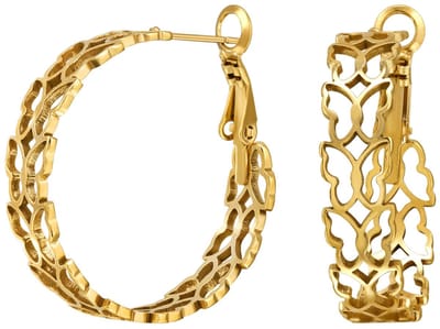 Joy Ibiza - vlinder oorbellen 30 mm - vlindertjes oorringen - 11.5 x 30 mm - scharnier klap sluiting - chirurgisch staal - ip/pvd gold plated