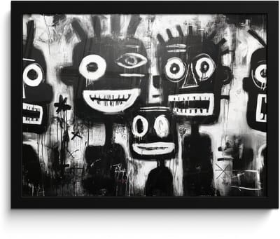Poster in lijst - Fotolijst 40x30 cm - Posters - Schilderij - Figuren - Zwart - Abstract - Posterlijst zwart - Decoratie - Wanddecoratie woonkamer - Muurdecoratie slaapkamer