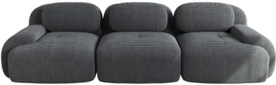 3-zits bank van premium cordstof, modulair combineerbaar, antislip, montagevrij, ergonomische armleuningen en zeer elastische vulling voor woonkamer en slaapkamer, grijs