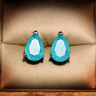925 Stempel Oorbellen voor Vrouwen Paraiba Toermalijn Vierkante Stud Oorbellen Meerkleurige Kristal Zircon Bruiloft Sieraden Feest Oorbellen blue