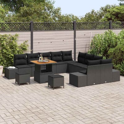 vidaXL - Tuinbank - Set - 13 - st - 12-Aantal - zitplaatsen - Zwart - Poly - rattan
