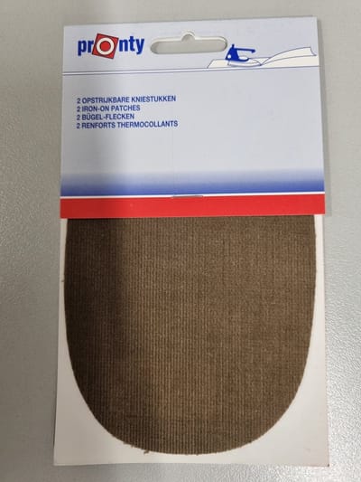 Pronty - Twee Opstrijkbare Knie- of Elleboog patches - Corduroy - Donker Bruin.