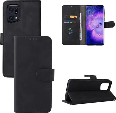 LuxeBass Hoesje geschikt voor Oppo Find X5 Pro - Boekhoesje - Zwart - Portemonneehoesje gsm hoesje - telefoonhoes - telefoonhoesjes
