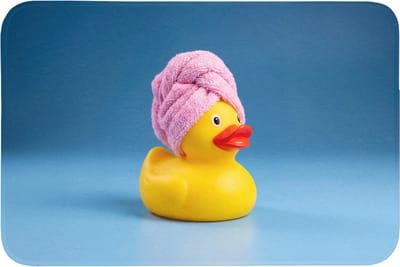 Badmat 90x60 cm - Antislip - Badeend - Handdoek - Blauw - Badmatten voor badkamer - Badkamermat - Douchemat - Badkamer mat