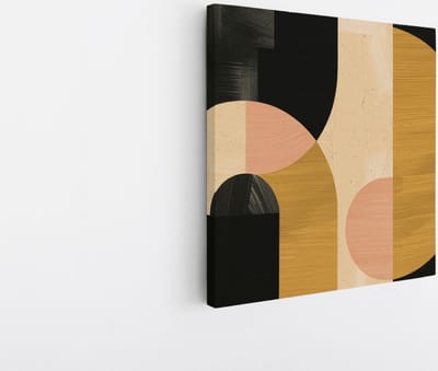 Saammp Canvas Schilderij - Abstract - Geometrische Kunst - Goud - 20x20 - Foto op canvas - Wanddecoratie - muurdecoratie Woonkamer - Slaapkamer decoratie - Canvas Print