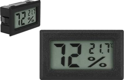 Mini Digitale Hygrometer Thermometer - Inclusief Batterijen - Digitaal Temperatuurmeter Klein - Voor Diepvries, Koelkast, Terrarium - Zwart