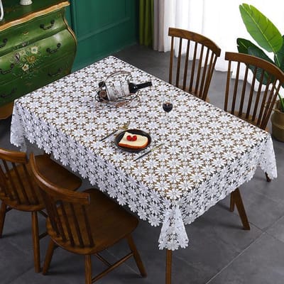 Wit bloemkant tafelkleed Modern eenvoudig tafelkleed Hand uitgehold huishoudelijk decoratief theetafelkleed Vierkant tafelkleed 80x80cm