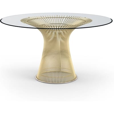Knoll International Platner Eettafel - Kristalglas - verguld 18 karaat