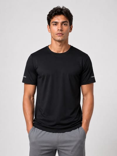 SparkNine Ironlite sport t-shirt heren - met reflecterende strepen - XS - zwart - zweetbestendig - lichtgewicht & sneldrogend