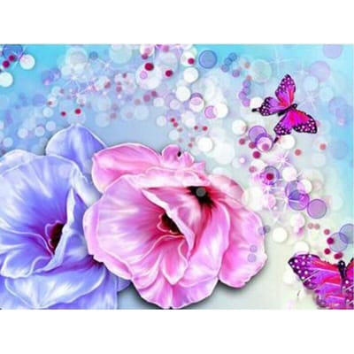 Peinture diamant 5D à faire soi-même, broderie mosaïque, fleur et papillon 20X30CM pink