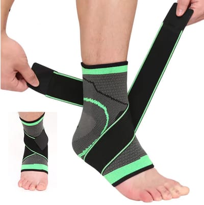 CHPN - Verstelbare enkelbrace - Enkelband verstelbaar - Met klittenband - XL - Zwart/groen - Sportband voor enkel - Pijn aan enkel - Sport enkelbace