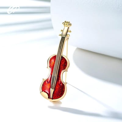 Mode Viool Spelden Punk Broches Kristal Strass Muziekinstrumenten Broche Speld Sieraden Accessoires white