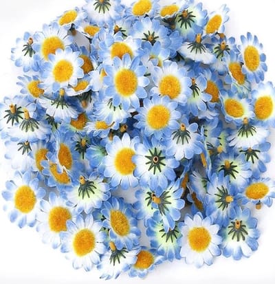 Akyol - 50 Kunstbloemen zonder steel - Kunstbloemen - Versiering - lichtblauw - Decoratie - Planten - Knutselen - Bloemen - Madelief
