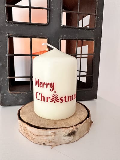 Kerstkaars - Kaars - Merry Christmas - Persoonlijke boodschap - Feestdagen - Kerstboodschap - Herdenkingskaars AF-MCROOD