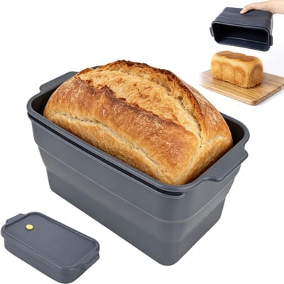 opvouwbaar, met deksel, van siliconen, 22,5 × 12,5 × 11,5 cm, hittebestendig, antiaanbaklaag, voor oven, brood, vleesbrood, vleesbrood, toast