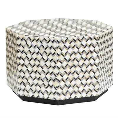 Tower Living Bijzettafel Brendola - Achthoek Wit/Zwart Bone inlay - 60x60x40cm