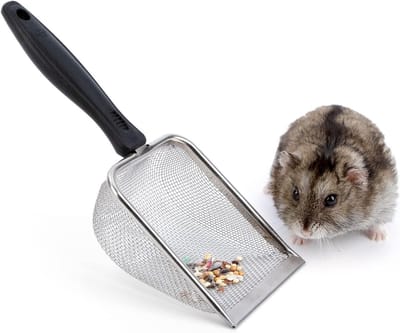 Hamster Zandbad Schepje van RVS - Fijnmazige Metaalzeef voor Kleine Dieren en Zandbad Boxen, Ideaal voor Hamsters en Gerbils