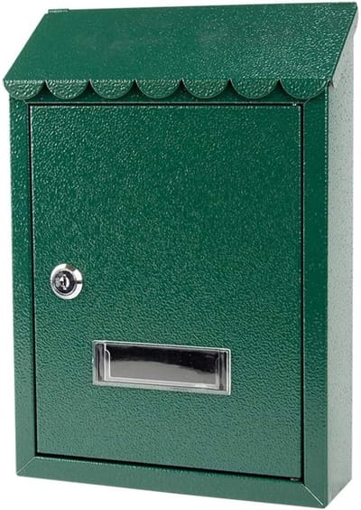 Brievenbus voor buiten - Wandmontage brievenbus - Post ontvangen - Afsluitbaar met klep - 21x6x30.5cm - Groen