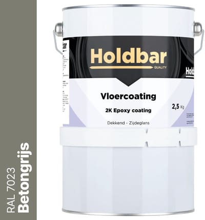 Holdbar Vloercoating Betongrijs (RAL 7023) 2,5 kg - Vloerverf - Alle kleuren - Voor Binnen en Buiten - Slijtvast - UV-bestendig - Gemakkelijk te reinigen - 2 Componenten Verf