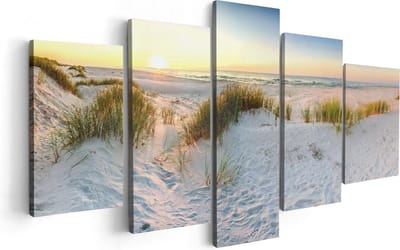 Artaza Canvas Schilderij Vijfluik Strand En Duinen Tijdens Zonsondergang - 100x50 - Foto Op Canvas - Canvas Print