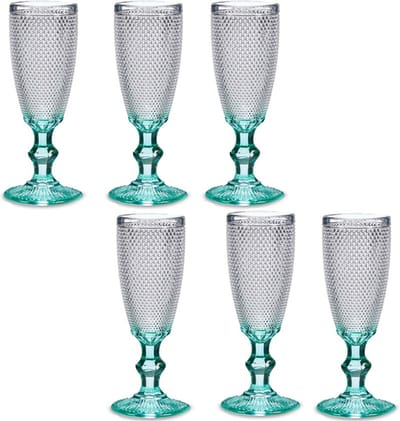 Vivalto - Luxe Champagneglazen Monaco serie set 12x blauwe voet 180 ml