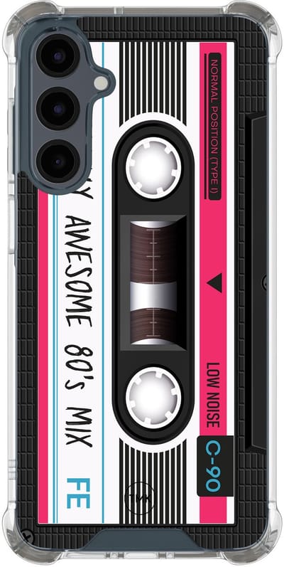 Shockproof hoesje geschikt voor Samsung Galaxy A17 - Cassette - Schokbestendig - Verhoogde randen - TPU case - Extra Sterke Back Cover - Print - Transparant, Zwart