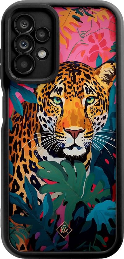 Casimoda® hoesje - Geschikt voor Samsung Galaxy A23 - Luipaard Jungle - Zwart TPU Backcover - Luipaardprint - Multi