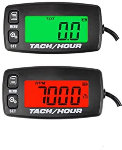 Digitale LCD Uurmeter Toerenteller voor Gasmotoren en Grasmaaiers - RPM Registratie en Kalibratie met Vervangbare Batterij