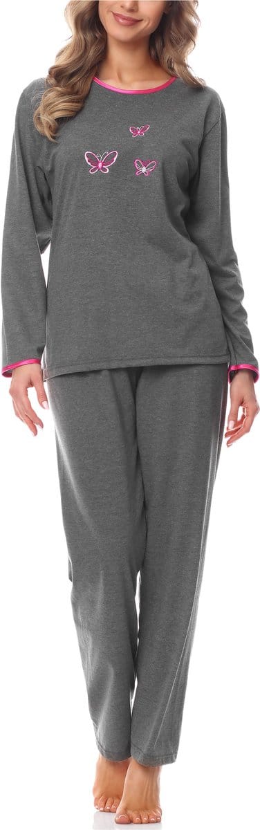Merry Style Dames Pyjama - Lange mouwen - Lange broek - Katoen - MS-DR-Malwa-PJ - Donker gemêleerd (Lange mouwen) - S