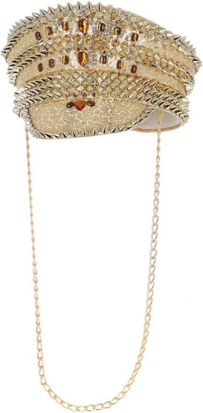Fever - Deluxe Sequin Studded Captains Hat Kostuum Hoed - Goudkleurig