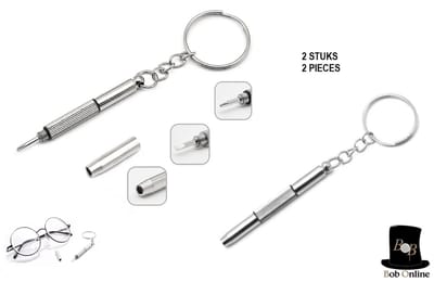 Bob Online™ – 2 Stuks – 3-in-1 – Bril Schroevendraaier Sleutelhanger – Universele Brillen Schroevendraaier – Bril en Zonnebril Schroevendraaier – Brillen Gereedschap – 3 Pieces – 3-in-1 Universal Eyewear Screw Driver – Eye Glasses Screwdriver