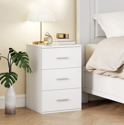 STILVORA Nachtkastje - 3 Lades En Anti-Kiepbeveiliging - Voor Slaapkamer En Woonkamer - MDF - Wit - 40 X 35 X 60 Cm