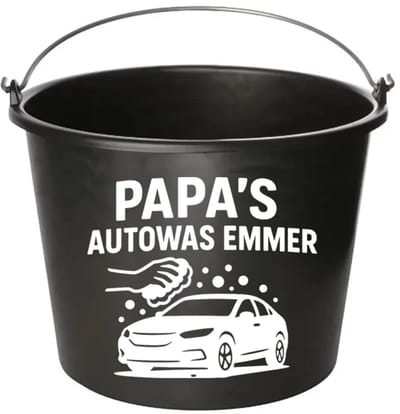 Emmer - Papa's autowas emmer - Cadeau emmer - met tekst - 12 liter - zwart