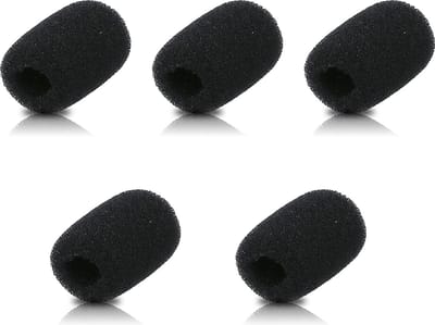 kwmobile microfoon windscherm geschikt voor diverse microfoons - 5 x schuimrubberen hoes met de afmetingen 2x3,2x1 cm in zwart