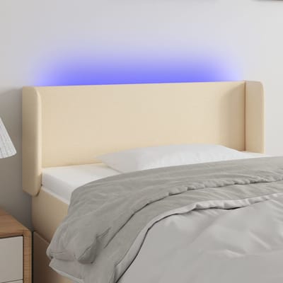 vidaXL - Hoofdbord - LED - 93x16x78/88 - cm - stof - crèmekleurig