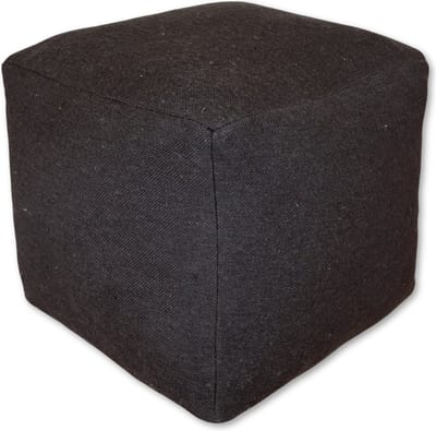 Poufs&Pillows Vierkante Poef - Handgemaakt - Donkerbruin - Gemaakt uit Wol en Katoen - Poef van stof - 40x40x35 cm