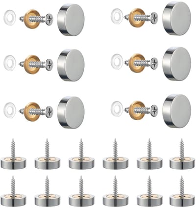 Dailygoods- Spiegelschroeven 20 Sets - Roestvrij Staal - Antislip Rubberen Ring - Gepolijste Doppen - Decoratie - 18 mm Afmetingen - Decoratieschroeven