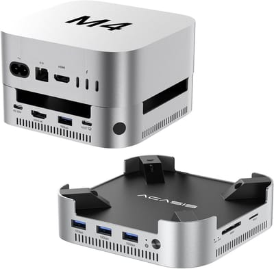 Mac mini M4 Dock - SSD Enclosure Hub - Opslag Uitbreiden - Dubbele NVMe SSD Slot - 4K60Hz HDMI - Aluminium