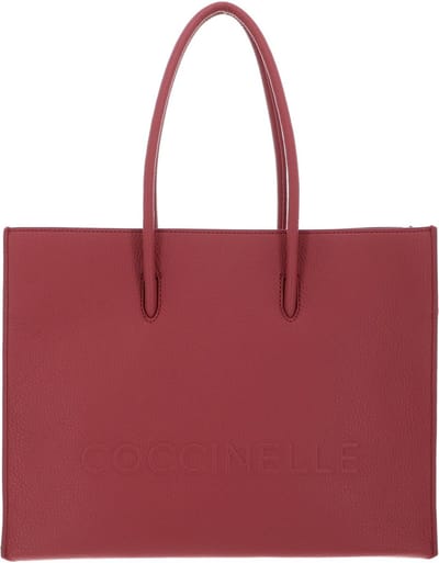 COCCINELLE Leren Handtas Myrtha Maxi Log Handbag Grained Leather Pot Lichtrood