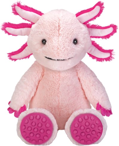Wild Republic Pluche Axolotl knuffel - 35 cm - roze - salamander - zittend - speelgoed knuffeldieren